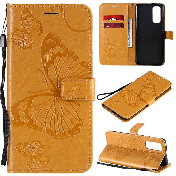 Custodia portafoglio in pelle con farfalle 3D per Huawei Y6p