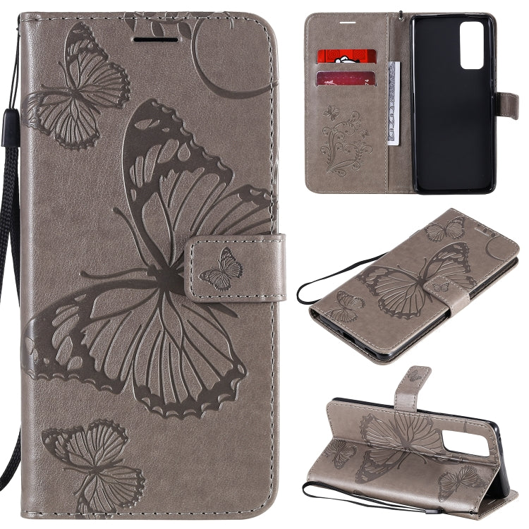 Custodia portafoglio in pelle con farfalle 3D per Huawei Y6p