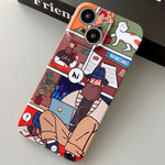 Custodia per telefono PC con foro preciso con motivo dipinto, For iPhone 14