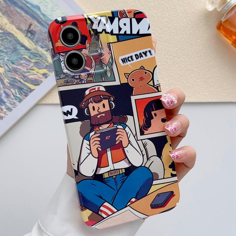 Custodia per telefono PC con foro preciso con motivo dipinto, For iPhone 11