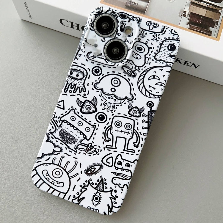 Custodia per telefono PC con foro preciso con motivo dipinto, For iPhone 15