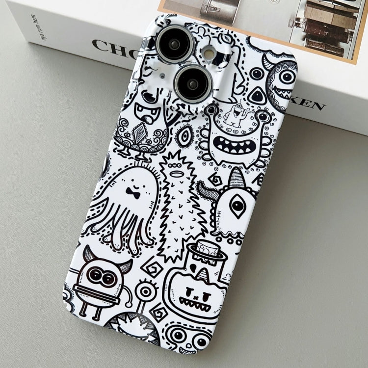 Custodia per telefono PC con foro preciso con motivo dipinto, For iPhone 15