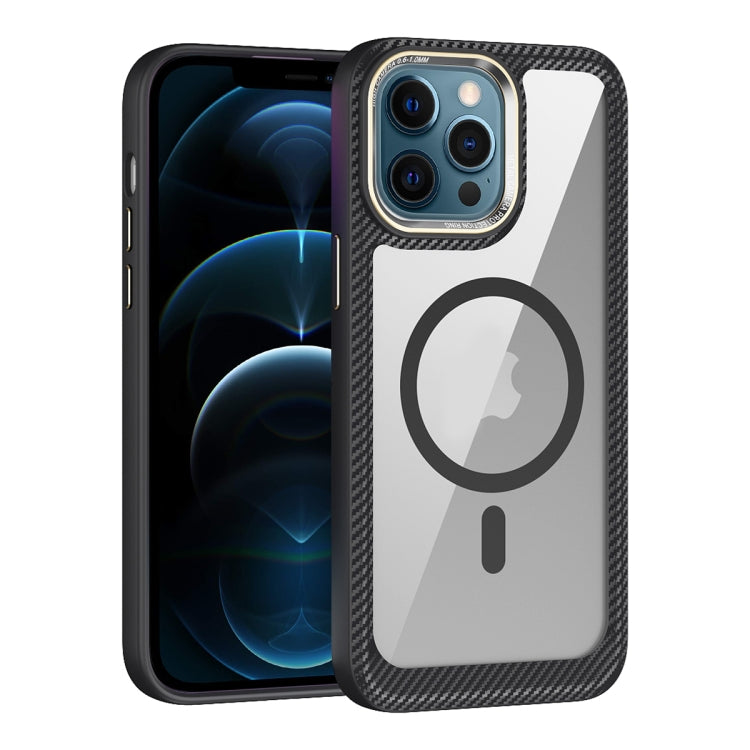 Custodia per telefono con pannello posteriore trasparente in fibra di carbonio MagSafe, For iPhone 12 / 12 Pro, For iPhone 12 Pro Max, For iPhone 11 Pro Max