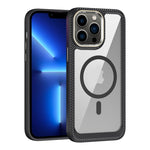 Custodia per telefono con pannello posteriore trasparente in fibra di carbonio MagSafe, For iPhone 14, For iPhone 14 Pro, For iPhone 14 Pro Max, For iPhone 13 Pro Max, For iPhone 13 Pro, For iPhone 13