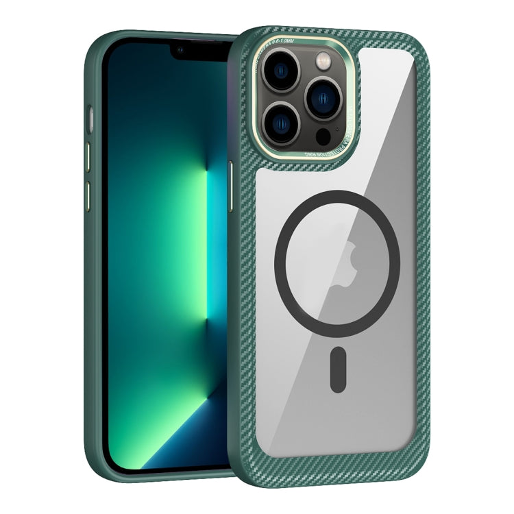 Custodia per telefono con pannello posteriore trasparente in fibra di carbonio MagSafe, For iPhone 14, For iPhone 14 Pro, For iPhone 14 Pro Max, For iPhone 13 Pro Max, For iPhone 13 Pro, For iPhone 13