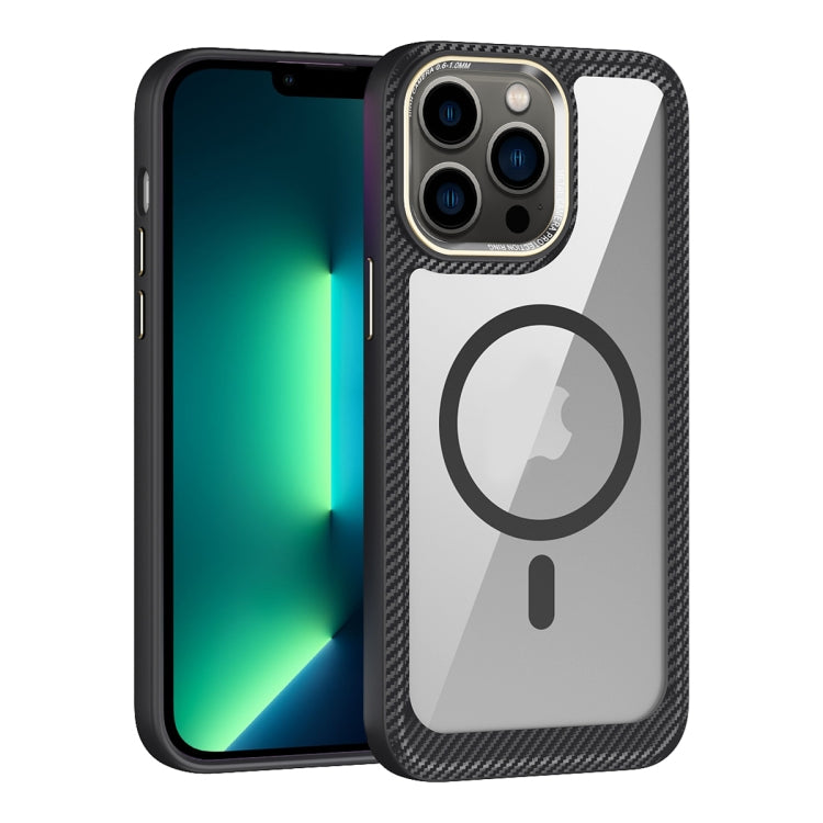 Custodia per telefono con pannello posteriore trasparente in fibra di carbonio MagSafe, For iPhone 14, For iPhone 14 Pro, For iPhone 14 Pro Max, For iPhone 13 Pro Max, For iPhone 13 Pro, For iPhone 13