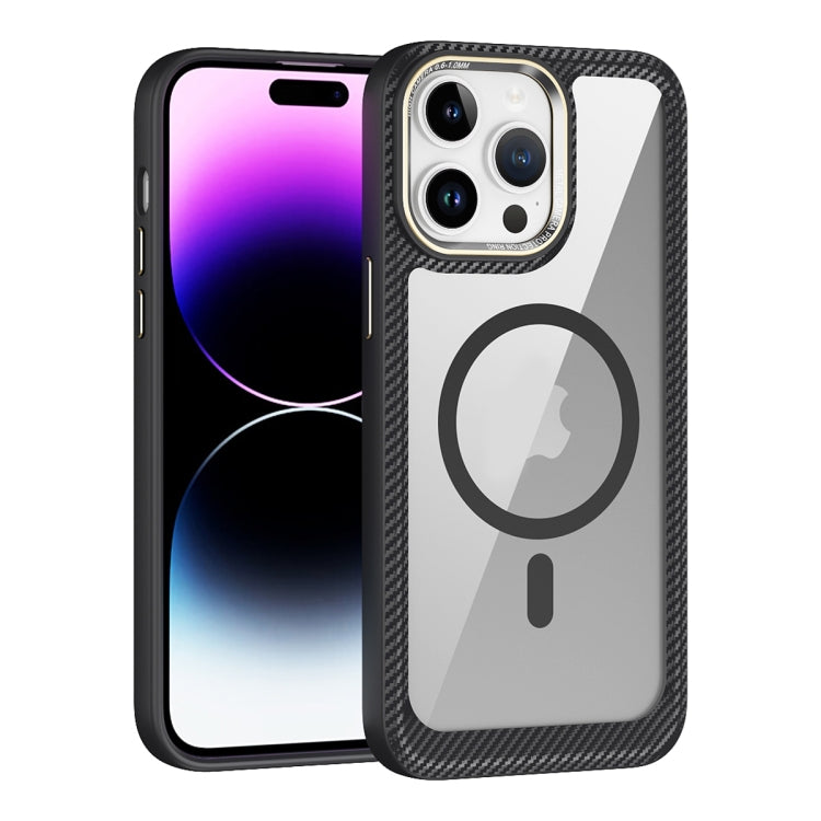 Custodia per telefono con pannello posteriore trasparente in fibra di carbonio MagSafe, For iPhone 14, For iPhone 14 Pro, For iPhone 14 Pro Max, For iPhone 13 Pro Max, For iPhone 13 Pro, For iPhone 13