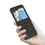 ABEEL Custodia per telefono in tessuto scozzese PU, For Samsung Galaxy Z Flip5