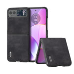 ABEEL Custodia per cellulare in PU con trama in pelle bovina, For Motorola Razr 40, For Motorola Razr 40 Ultra