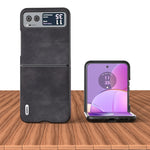 ABEEL Custodia per cellulare in PU con trama in pelle bovina, For Motorola Razr 40, For Motorola Razr 40 Ultra