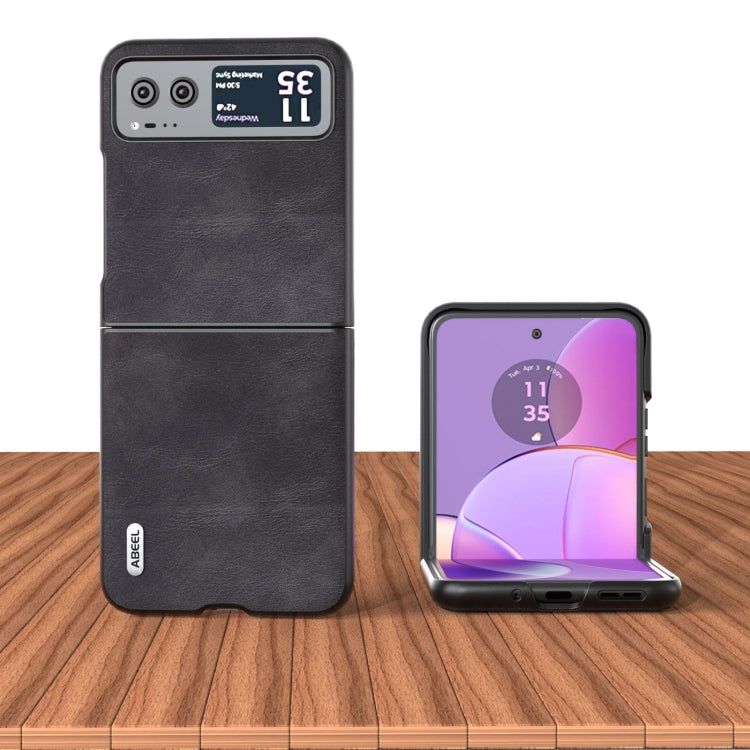 ABEEL Custodia per cellulare in PU con trama in pelle bovina, For Motorola Razr 40, For Motorola Razr 40 Ultra