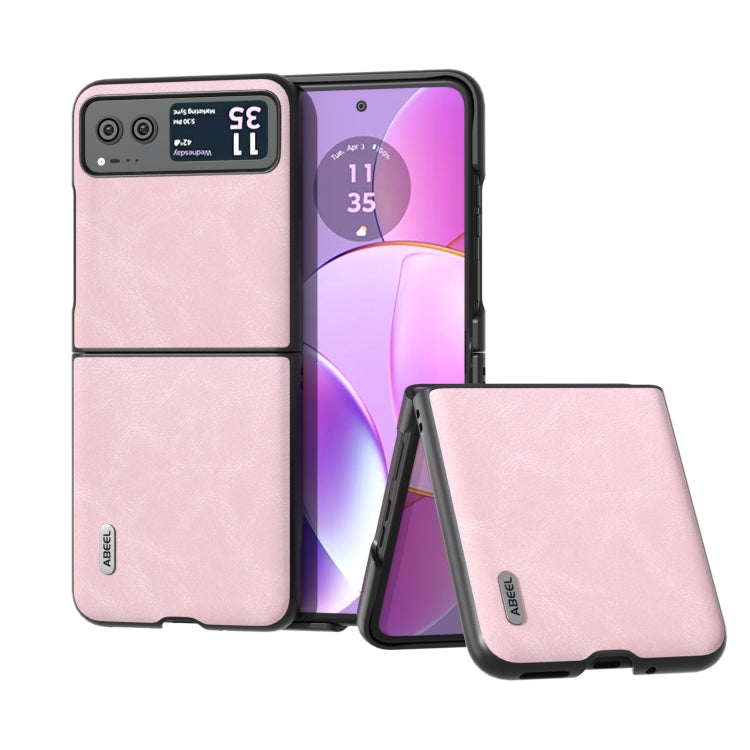 ABEEL Custodia per cellulare in PU con trama in pelle bovina, For Motorola Razr 40, For Motorola Razr 40 Ultra