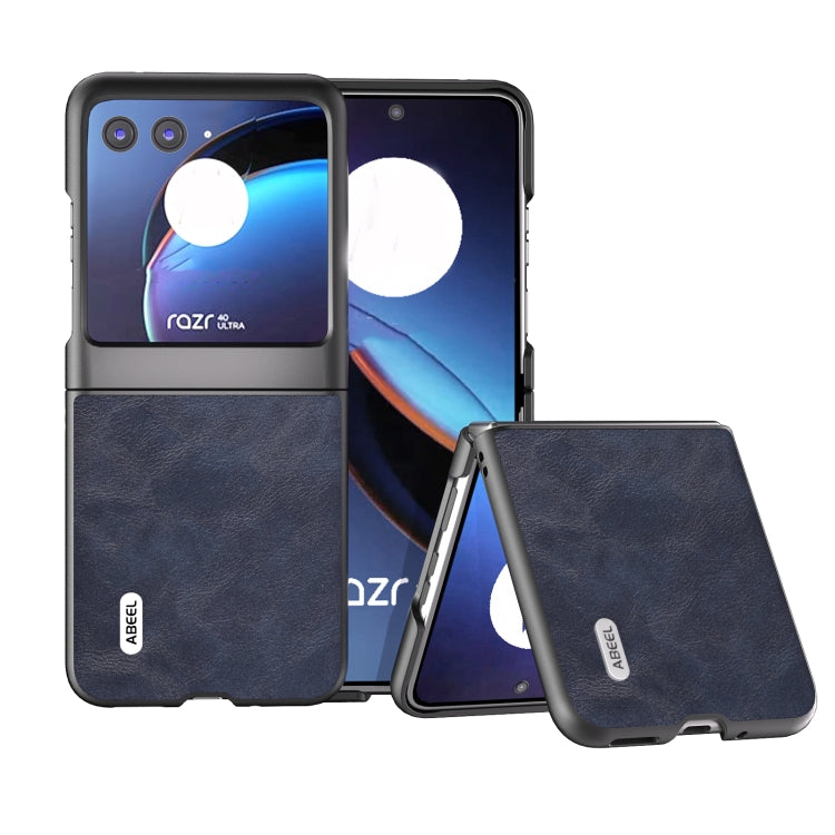 ABEEL Custodia per cellulare in PU con trama in pelle bovina, For Motorola Razr 40, For Motorola Razr 40 Ultra