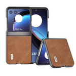 ABEEL Custodia per cellulare in PU con trama in pelle bovina, For Motorola Razr 40, For Motorola Razr 40 Ultra