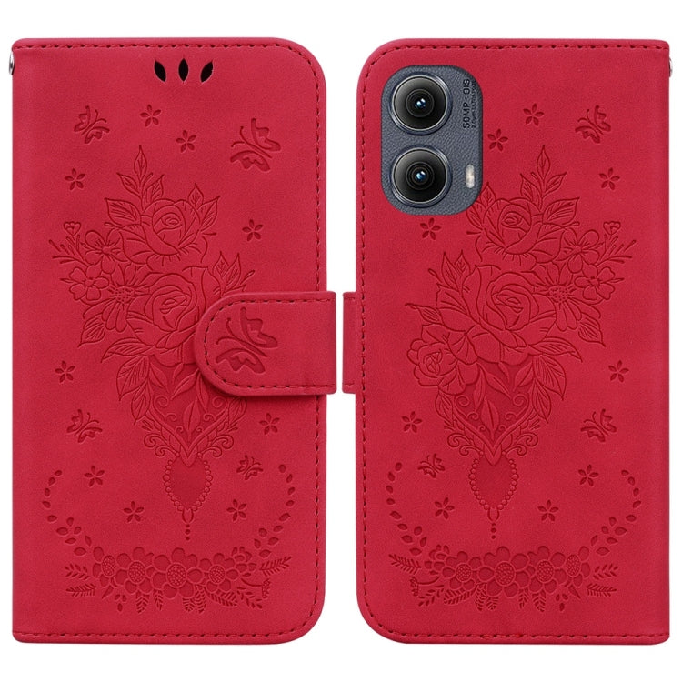 Custodia per telefono in pelle goffrata farfalla rosa, For Motorola Edge 50 Neo 5G Global, For Motorola Moto G04s / Moto E14, For Motorola Moto G85, For Motorola Edge 2024