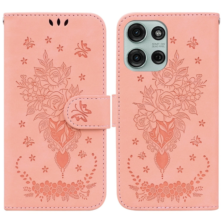 Custodia per telefono in pelle goffrata farfalla rosa, For Motorola Moto G 5G 2025, For Motorola Moto G75 5G, For Motorola Moto G35, For Motorola Moto G55