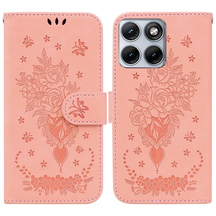 Custodia per telefono in pelle goffrata farfalla rosa, For Motorola Moto G Max / G87 / G77 / G67 5G, For Motorola Edge 70 Fusion 5G, For Motorola Moto G06 4G, For Motorola Moto G56 5G / G66j 5G / G66y 5G