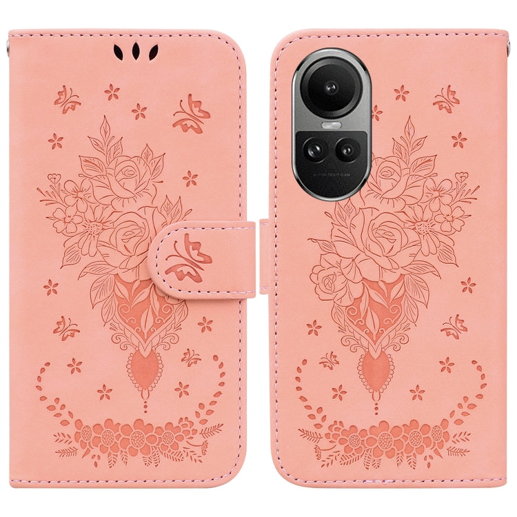 Custodia per telefono in pelle goffrata farfalla rosa, For OPPO Reno10 5G / Reno10 Pro Global, For OPPO A78 4G, For OPPO A98 5G / F23 5G India
