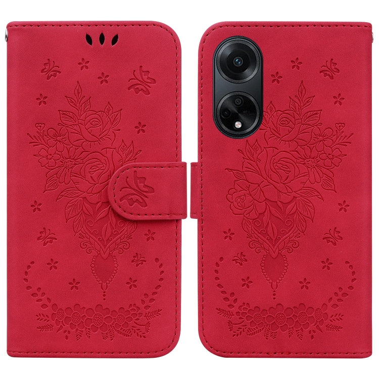 Custodia per telefono in pelle goffrata farfalla rosa, For OPPO Reno10 5G / Reno10 Pro Global, For OPPO A78 4G, For OPPO A98 5G / F23 5G India