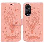 Custodia per telefono in pelle goffrata farfalla rosa, For OPPO Reno10 5G / Reno10 Pro Global, For OPPO A78 4G, For OPPO A98 5G / F23 5G India