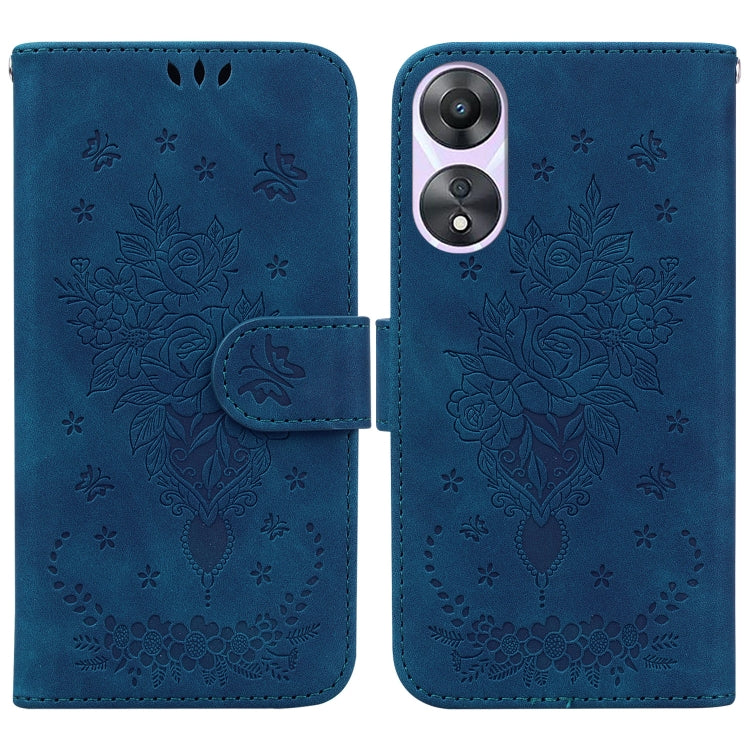 Custodia per telefono in pelle goffrata farfalla rosa, For OPPO Reno11 Pro 5G Global, For OPPO A59 5G / A2M, For OPPO A38 4G / A18, For OPPO A58 4G