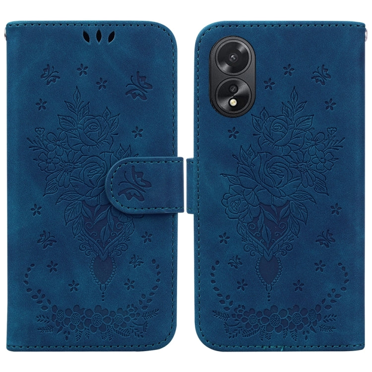 Custodia per telefono in pelle goffrata farfalla rosa, For OPPO Reno11 Pro 5G Global, For OPPO A59 5G / A2M, For OPPO A38 4G / A18, For OPPO A58 4G