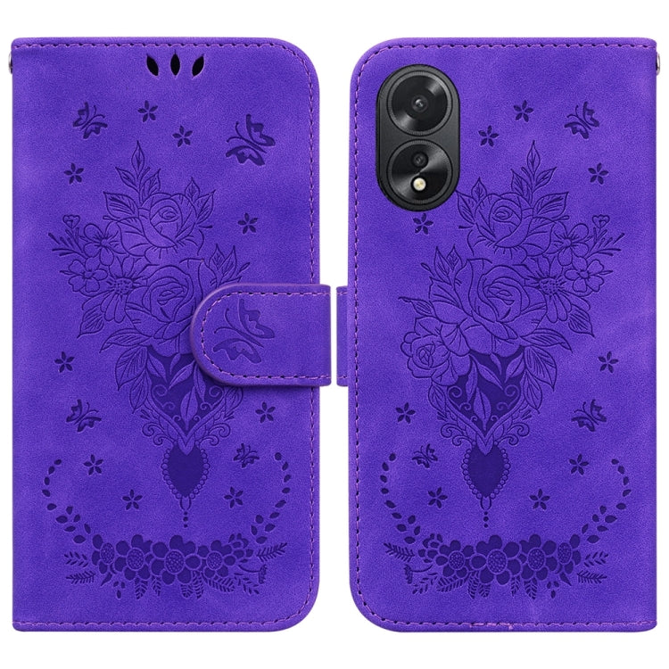 Custodia per telefono in pelle goffrata farfalla rosa, For OPPO Reno11 Pro 5G Global, For OPPO A59 5G / A2M, For OPPO A38 4G / A18, For OPPO A58 4G