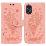 Custodia per telefono in pelle goffrata farfalla rosa, For OPPO Reno11 Pro 5G Global, For OPPO A59 5G / A2M, For OPPO A38 4G / A18, For OPPO A58 4G