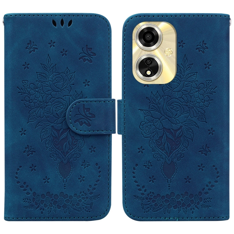 Custodia per telefono in pelle goffrata farfalla rosa, For OPPO Reno11 Pro 5G Global, For OPPO A59 5G / A2M, For OPPO A38 4G / A18, For OPPO A58 4G