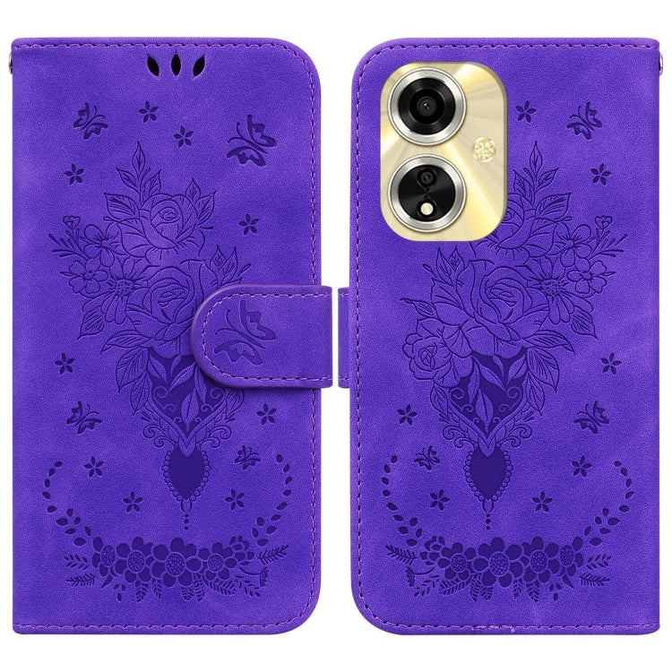 Custodia per telefono in pelle goffrata farfalla rosa, For OPPO Reno11 Pro 5G Global, For OPPO A59 5G / A2M, For OPPO A38 4G / A18, For OPPO A58 4G
