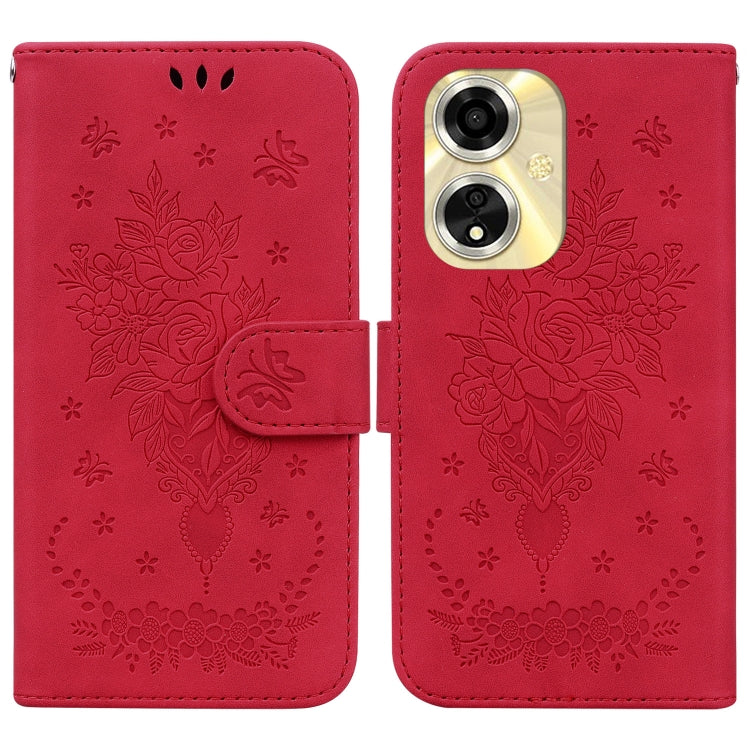 Custodia per telefono in pelle goffrata farfalla rosa, For OPPO Reno11 Pro 5G Global, For OPPO A59 5G / A2M, For OPPO A38 4G / A18, For OPPO A58 4G