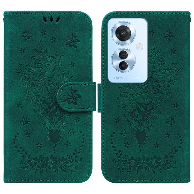 Custodia per telefono in pelle goffrata farfalla rosa, For OPPO A3 Pro 5G, For OPPO F25 Pro 5G Global, For OPPO Reno11 F Global, For OPPO Reno11 Global
