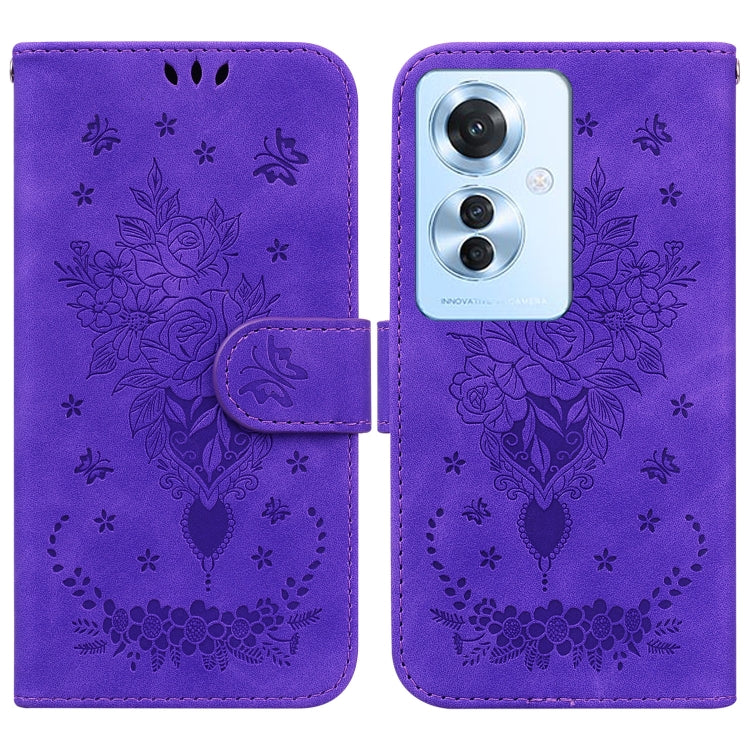 Custodia per telefono in pelle goffrata farfalla rosa, For OPPO A3 Pro 5G, For OPPO F25 Pro 5G Global, For OPPO Reno11 F Global, For OPPO Reno11 Global