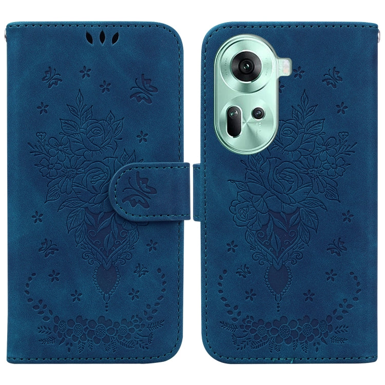 Custodia per telefono in pelle goffrata farfalla rosa, For OPPO A3 Pro 5G, For OPPO F25 Pro 5G Global, For OPPO Reno11 F Global, For OPPO Reno11 Global