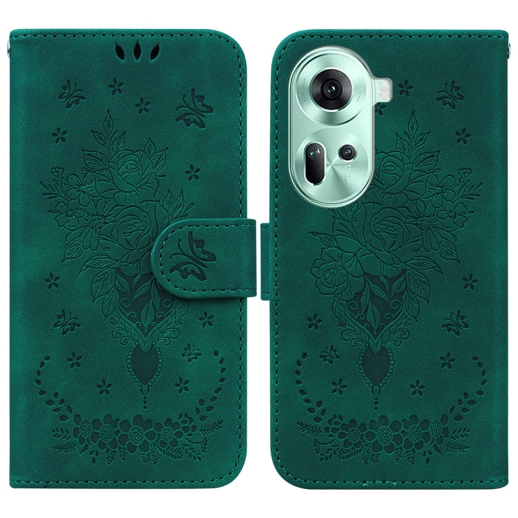 Custodia per telefono in pelle goffrata farfalla rosa, For OPPO A3 Pro 5G, For OPPO F25 Pro 5G Global, For OPPO Reno11 F Global, For OPPO Reno11 Global