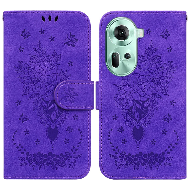 Custodia per telefono in pelle goffrata farfalla rosa, For OPPO A3 Pro 5G, For OPPO F25 Pro 5G Global, For OPPO Reno11 F Global, For OPPO Reno11 Global