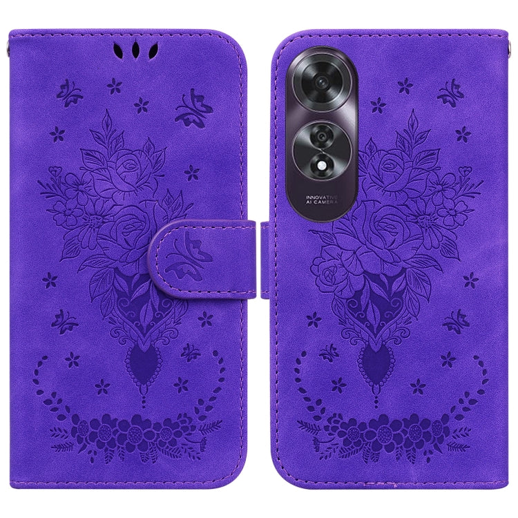Custodia per telefono in pelle goffrata farfalla rosa, For OPPO Reno12 Pro 5G Global, For OPPO Reno12 5G Global, For OPPO K12x, For OPPO A60 4G