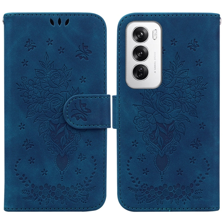 Custodia per telefono in pelle goffrata farfalla rosa, For OPPO Reno12 Pro 5G Global, For OPPO Reno12 5G Global, For OPPO K12x, For OPPO A60 4G