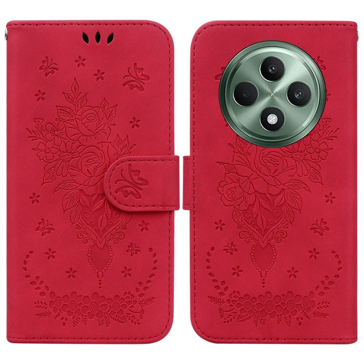 Custodia per telefono in pelle goffrata farfalla rosa, For OPPO Reno13 Pro Global, For OPPO Reno13 Global, For OPPO Reno13 F 4G / 5G, For OPPO Reno12 F 5G