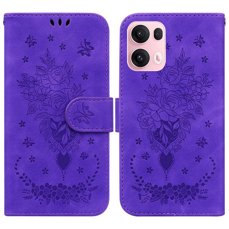 Custodia per telefono in pelle goffrata farfalla rosa, For OPPO Reno13 Pro Global, For OPPO Reno13 Global, For OPPO Reno13 F 4G / 5G, For OPPO Reno12 F 5G