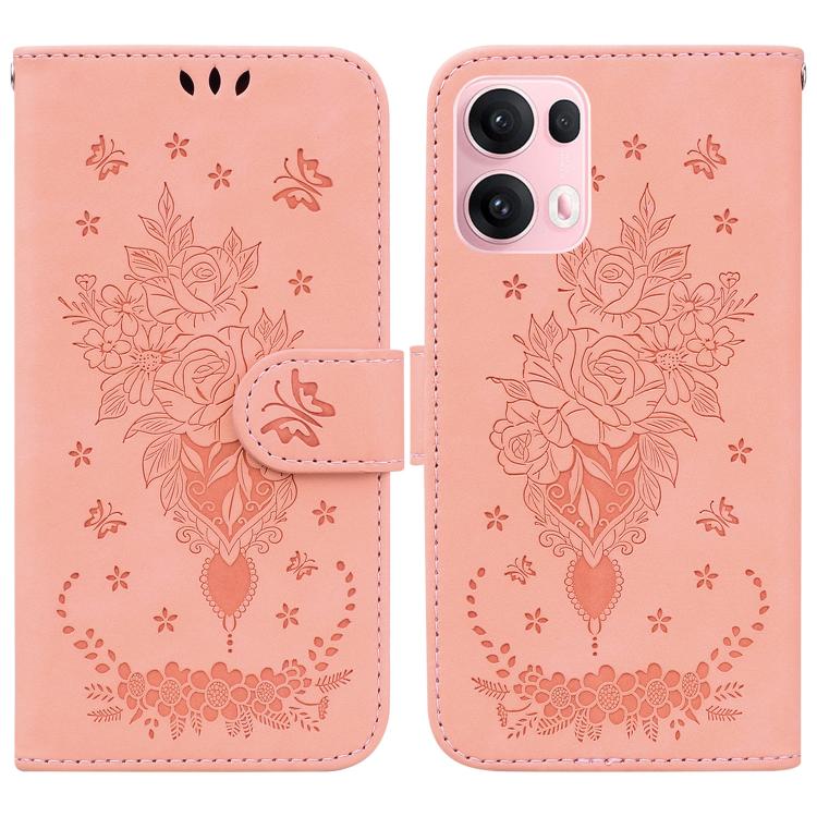 Custodia per telefono in pelle goffrata farfalla rosa, For OPPO Reno13 Pro Global, For OPPO Reno13 Global, For OPPO Reno13 F 4G / 5G, For OPPO Reno12 F 5G