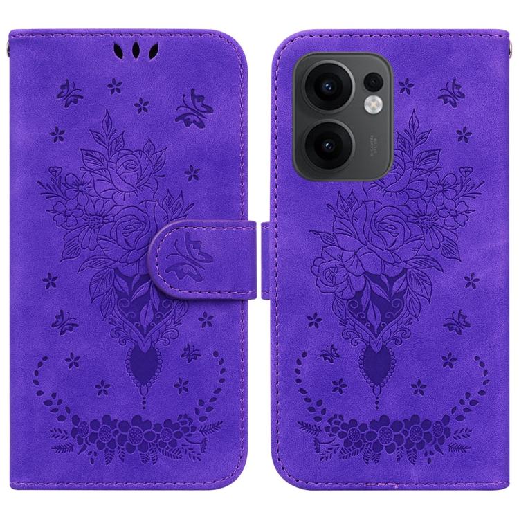 Custodia per telefono in pelle goffrata farfalla rosa, For OPPO Reno13 Pro Global, For OPPO Reno13 Global, For OPPO Reno13 F 4G / 5G, For OPPO Reno12 F 5G