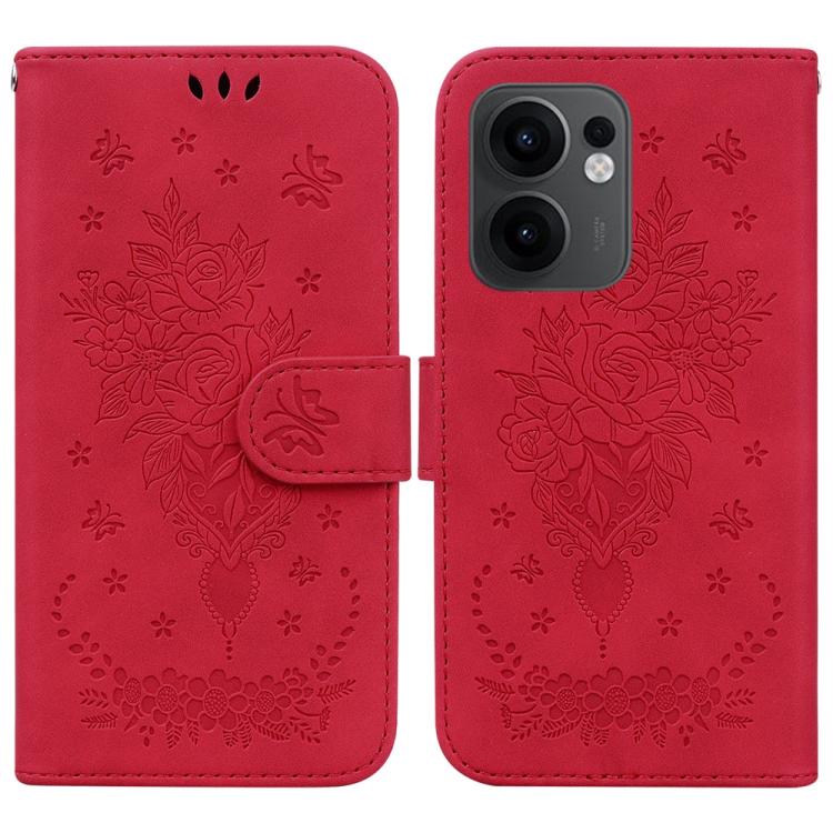 Custodia per telefono in pelle goffrata farfalla rosa, For OPPO Reno13 Pro Global, For OPPO Reno13 Global, For OPPO Reno13 F 4G / 5G, For OPPO Reno12 F 5G