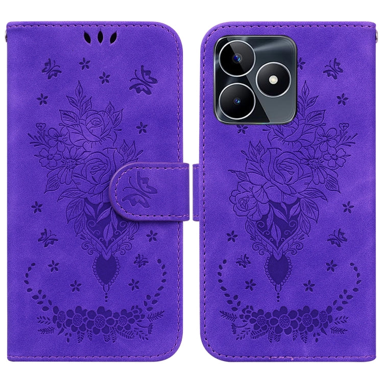 Custodia per telefono in pelle goffrata farfalla rosa, For Realme 11 5G Global, For Realme 11 Pro / 11 Pro+ / Narzo 60 Pro, For Realme C53 / Narzo N53, For Realme C65 4G