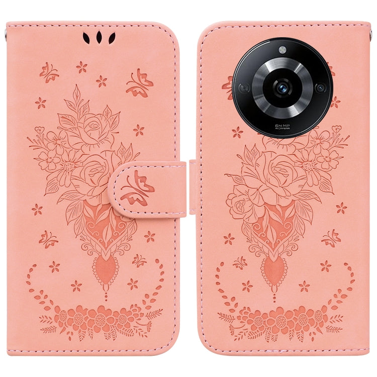 Custodia per telefono in pelle goffrata farfalla rosa, For Realme 12 Pro+ Global, For Realme C67 4G Global, For Realme 11 4G Global, For Realme 11 5G/Narzo 60 India Version