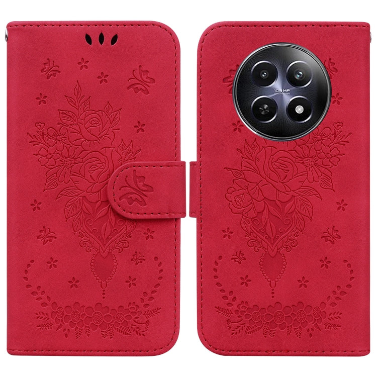 Custodia per telefono in pelle goffrata farfalla rosa, For Realme GT 6 / GT 6T / GT Neo6, For Realme C61 / C63 / Note 60, For Realme 12 5G, For Realme 12+