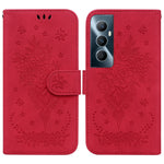 Custodia per telefono in pelle goffrata farfalla rosa, For Realme 11 5G Global, For Realme 11 Pro / 11 Pro+ / Narzo 60 Pro, For Realme C53 / Narzo N53, For Realme C65 4G