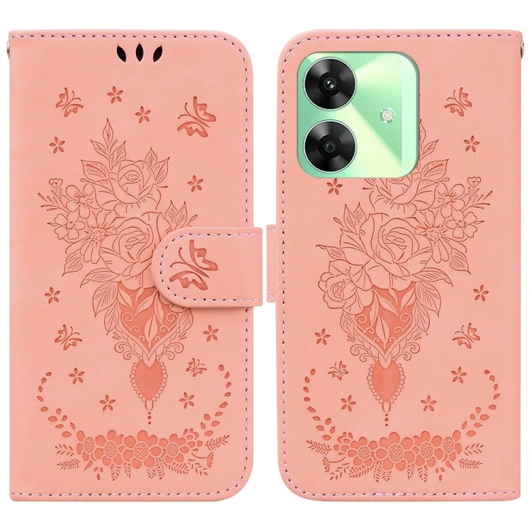 Custodia per telefono in pelle goffrata farfalla rosa, For Realme GT 6 / GT 6T / GT Neo6, For Realme C61 / C63 / Note 60, For Realme 12 5G, For Realme 12+