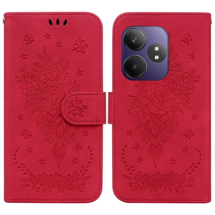 Custodia per telefono in pelle goffrata farfalla rosa, For Realme GT 6 / GT 6T / GT Neo6, For Realme C61 / C63 / Note 60, For Realme 12 5G, For Realme 12+