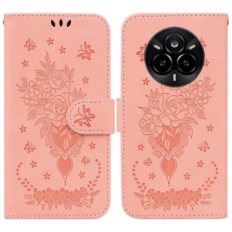 Custodia per telefono in pelle goffrata farfalla rosa, For Realme 14 Pro+, For Realme 14 Pro, For Realme C75, For Realme 13+ Global